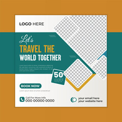 Travel the World Together Flyer for travel promotion with discount