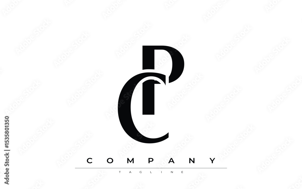 Fototapete cp modern initials logo design. branding logo with stylized initials showcasing bold design and mode