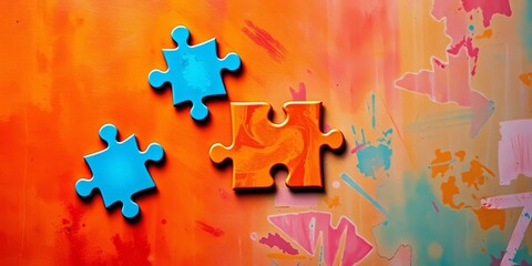 Three interlocking jigsaw puzzle pieces forming a triangle, illustration, design