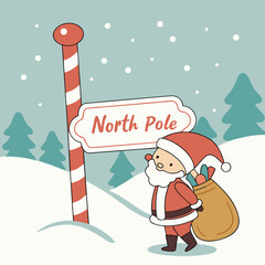 Charming Santa Claus Illustration North Pole Journey