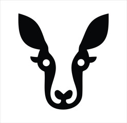 Minimalist black and white graphic of a reindeer face with modern and clean design