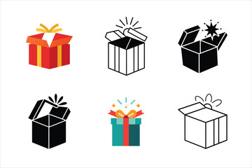 Magic Gift Box Icons for Holiday Celebration