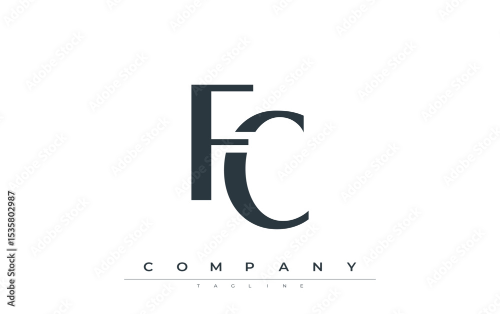 Fototapete fc modern initials logo design. branding logo with stylized initials showcasing bold design and mode