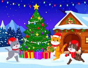 Festive Christmas cats
