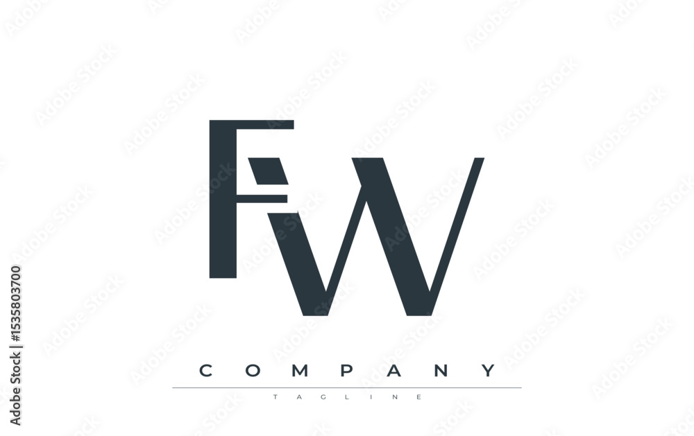 Fototapete fw modern initials logo design. branding logo with stylized initials showcasing bold design and mode