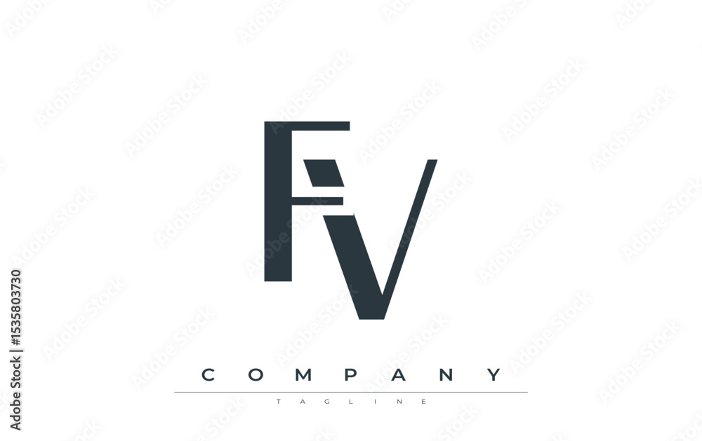 Fototapete fv modern initials logo design. branding logo with stylized initials showcasing bold design and mode