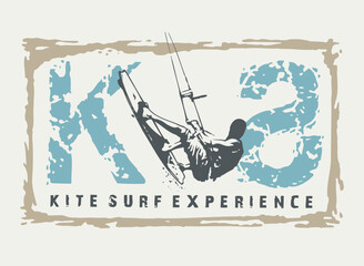 Illustration of silhouette composition of kite boarder.