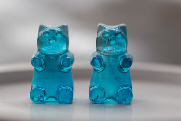 Two blue gummy bears