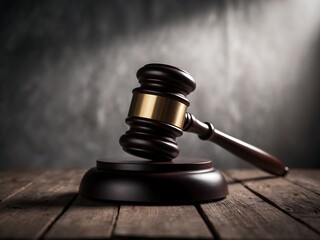 Gavel on wooden table justice law concept