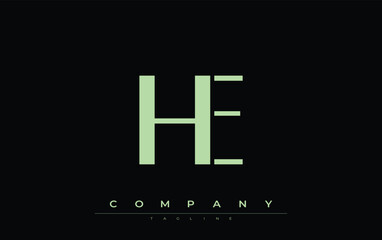 Obraz premium HE Modern Initials Logo Design. Branding logo with stylized initials showcasing bold design and modern aesthetic. Ideal for professional business branding or creative projects focusing on minimalistic