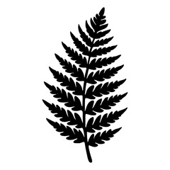 Naklejka premium Abstract Simple Black Fern Leaf Silhouette - Elegant Botanical Vector Icon for Nature-Inspired Designs.