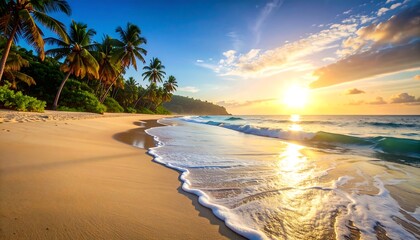 Tropical beach sunset paradise