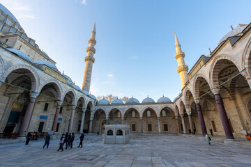The interior of the Sultan Suleymaniye Mosque. Istanbul