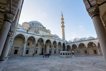 The interior of the Sultan Suleymaniye Mosque. Istanbul