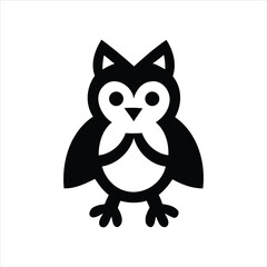 Fototapeta premium Simple black and white owl icon isolated on a clean white background for design