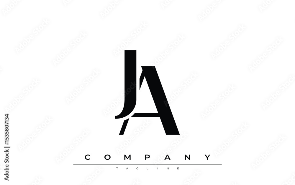 Fototapete ja modern initials logo design. branding logo with stylized initials showcasing bold design and mode