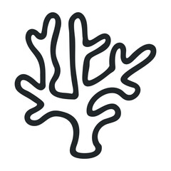 Simple black outline of coral shape for ocean-themed designs – stock vector icon in line drawing style