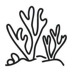 Obraz premium Outline drawing of coral reef plant on white background – stock vector icon in line drawing style