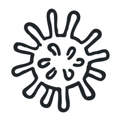 Simple black outline illustration of circular virus shape &ndash; stock vector icon in line drawing style