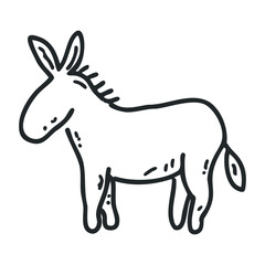 Simple line drawing of a donkey in profile view &ndash; stock vector icon in line drawing style