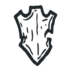 Fototapeta premium Illustrated hand-drawn arrowhead symbol with detailed carving – stock vector icon in line drawing style