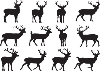 Fototapeta premium Detailed illustration of multiple deer in a natural setting