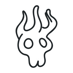 Obraz premium Simple abstract flaming skull design with minimalist line art – stock vector icon in line drawing style
