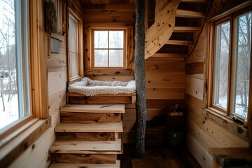 Rustic Wooden Interior with Tree Feature