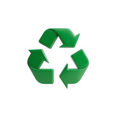 Fototapeta premium Green 3D recycling symbol with three arrows forming triangle, representing sustainability and environmental conservation. design is simple and universally recognized