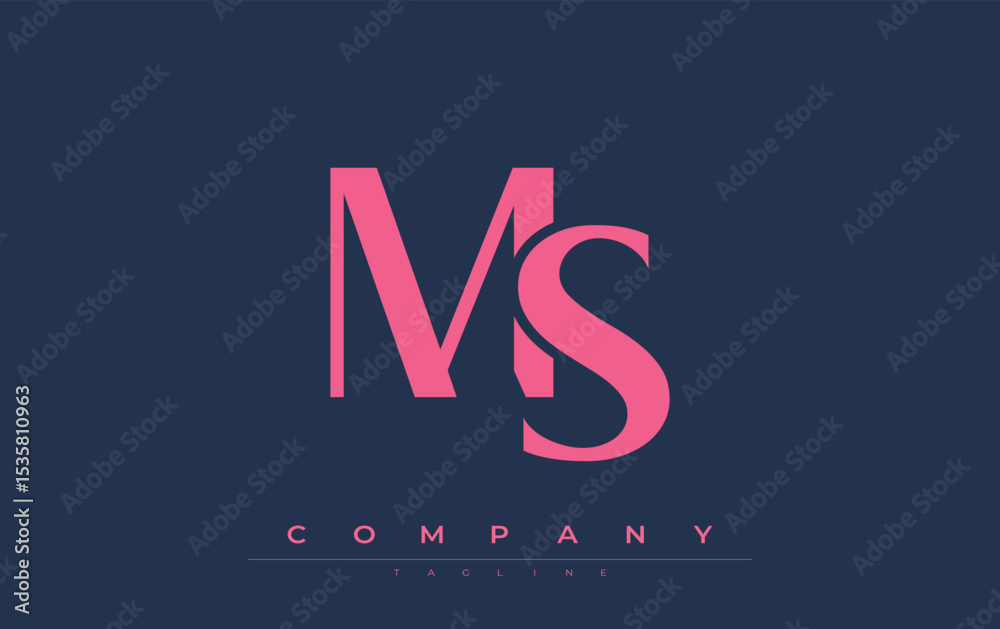 Fototapete ms modern initials logo design. branding logo with stylized initials showcasing bold design and mode