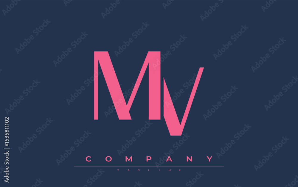 Fototapete mv modern initials logo design. branding logo with stylized initials showcasing bold design and mode