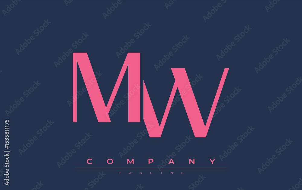 Fototapete mw modern initials logo design. branding logo with stylized initials showcasing bold design and mode
