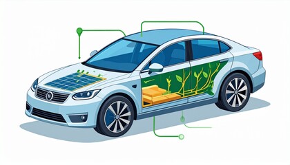 Fototapeta premium Energy Flow in Hybrid Car