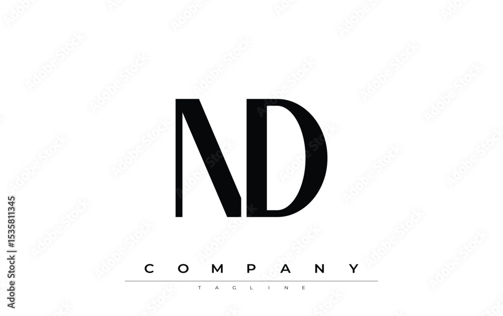 Fototapete nd modern initials logo design. branding logo with stylized initials showcasing bold design and mode