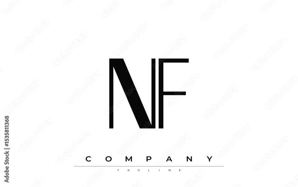 Fototapete NF Modern Initials Logo Design. Branding logo with stylized initials showcasing bold design and modern aesthetic. Ideal for professional business branding or creative projects focusing on minimalistic
