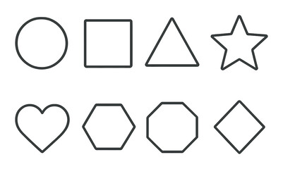 Geometric shape icons set – linear, simple and minimalistic design symbols