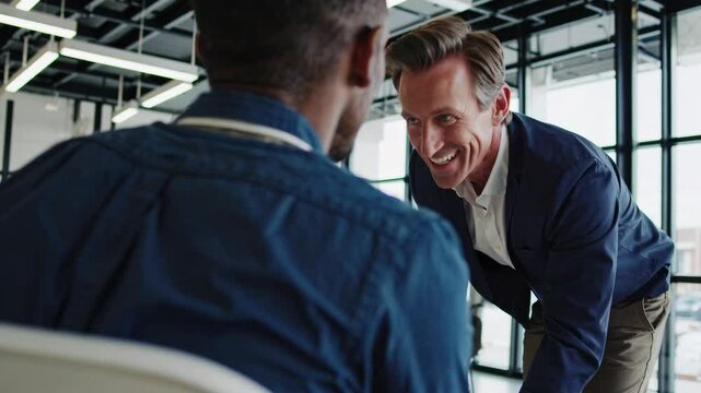 CEO inspiring team during office discussion