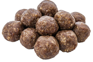 Juicy meatballs cooked to golden brown isolated on white background or png background or transparent background.