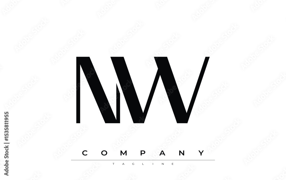 Fototapete nw modern initials logo design. branding logo with stylized initials showcasing bold design and mode