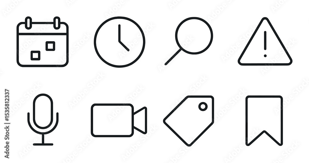 Wall mural user interface icons set – outline, minimalist and modern ui design elements