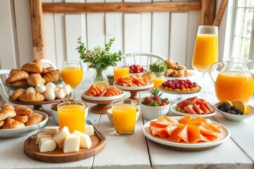 Elegant wedding brunch catering setup