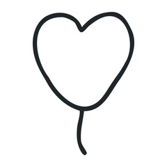 Simple heart-shaped balloon line art minimalist design – stock vector icon in line drawing style