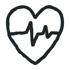 Heart-shaped line art emphasizing abstract cardiovascular design – stock vector icon in line drawing style