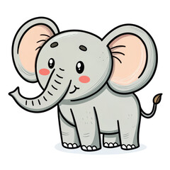 Naklejka premium Cute Cartoon Baby Elephant Illustration, Isolated on Transparent Background, Animal Clipart, Children's Book, Elephant, Baby Animal, Cartoon