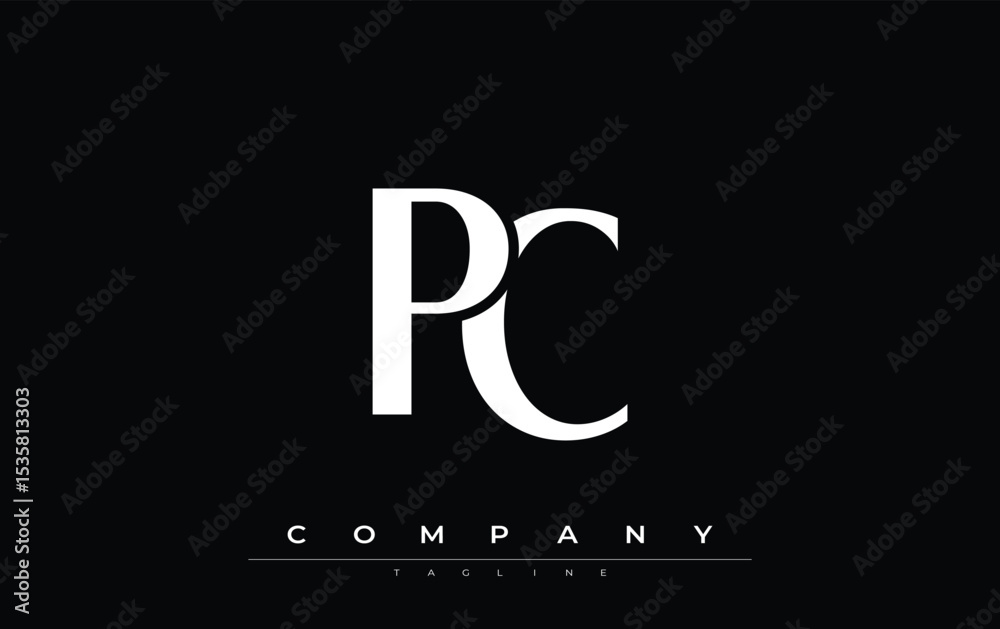 Fototapete pc modern initials logo design. branding logo with stylized initials showcasing bold design and mode