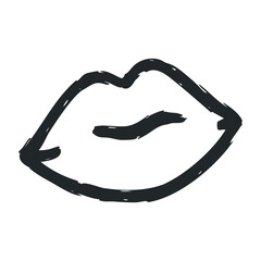 Minimalist sketch of abstract lips outline in black on white – stock vector icon in line drawing style