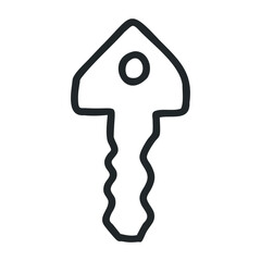 Abstract hand-drawn key silhouette with curved lines – stock vector icon in line drawing style