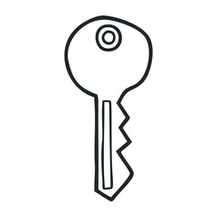 Simple outline of a house key – stock vector icon in line drawing style