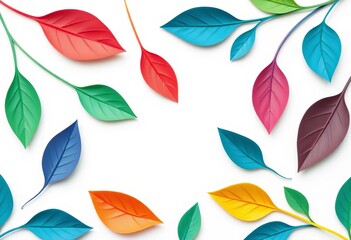 Obraz premium Minimalist paper cut style abstract leaf vector pattern on white background , abstract, summer