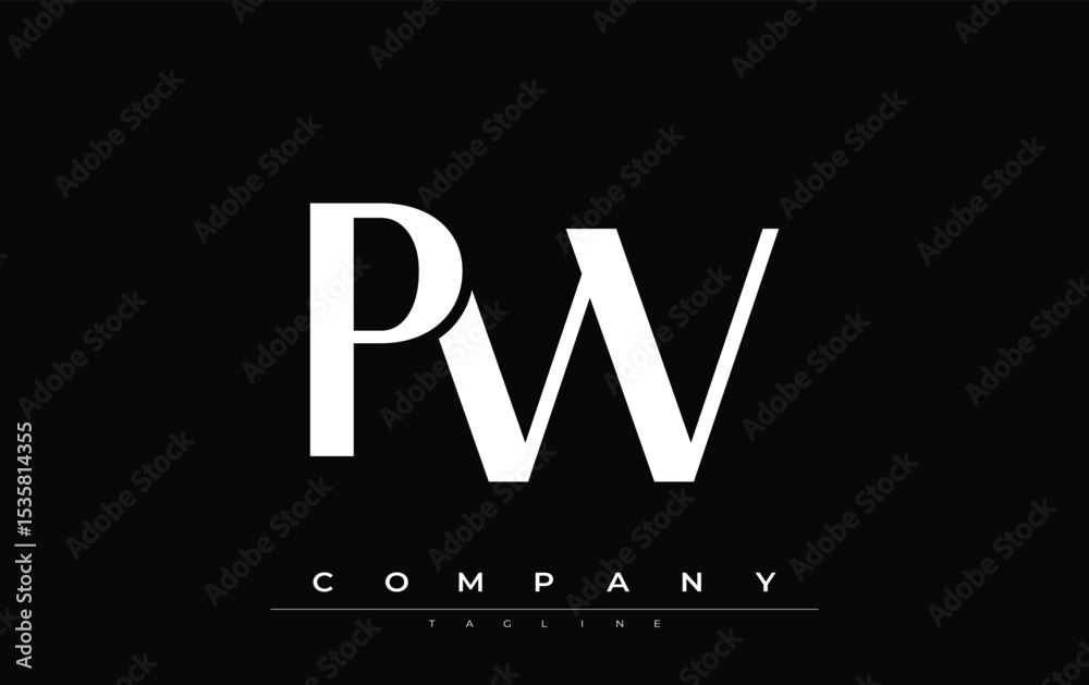 Fototapete PW Modern Initials Logo Design. Branding logo with stylized initials showcasing bold design and modern aesthetic. Ideal for professional business branding or creative projects focusing on minimalistic